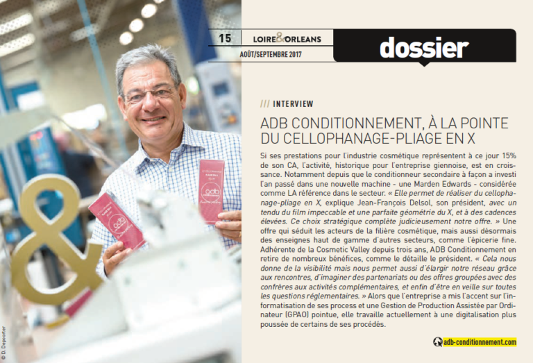 Image de l'article de l'interview de ADB Conditionnement dans le Magazine Acteur de l'Eco de aout-septembre 2017